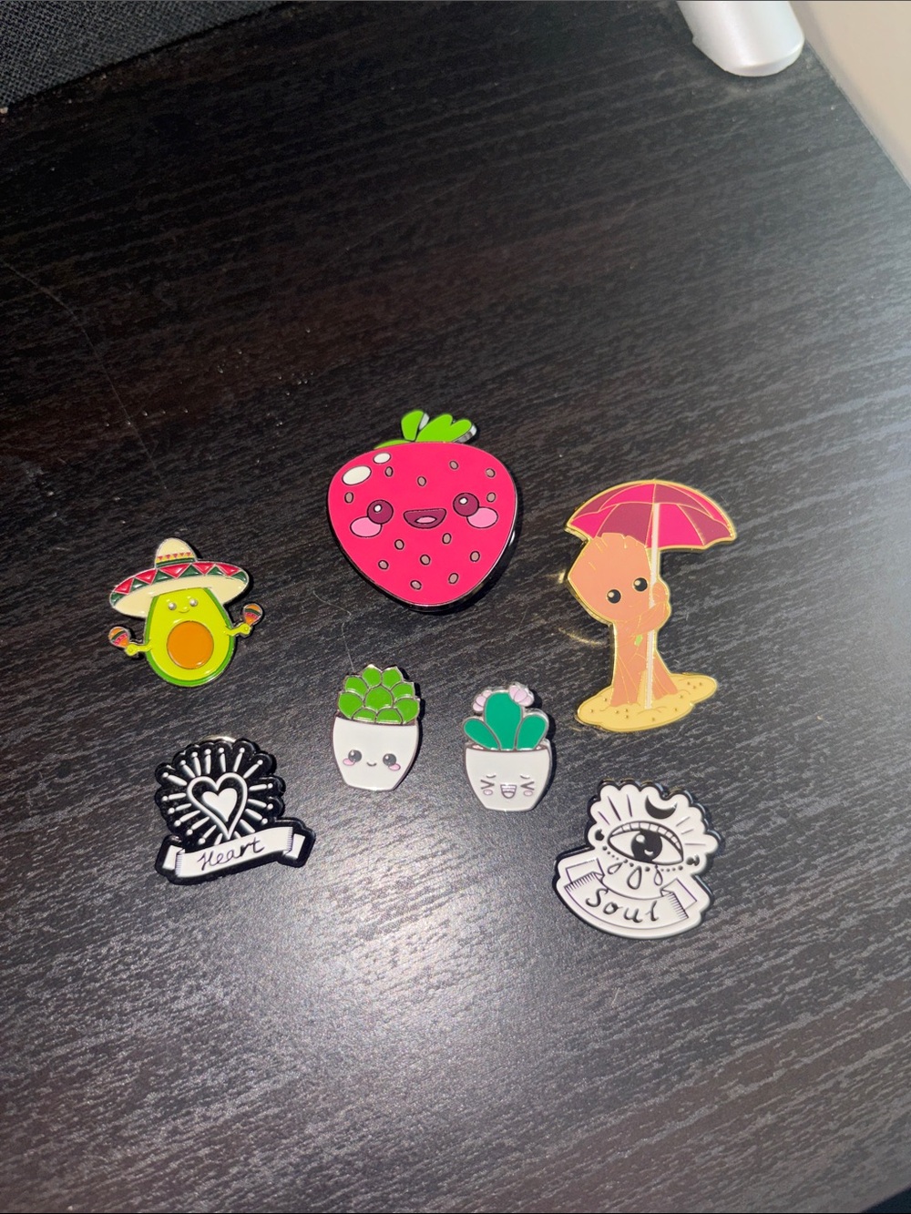 Assorted cute pins, good for backpacks, cork boards, art!